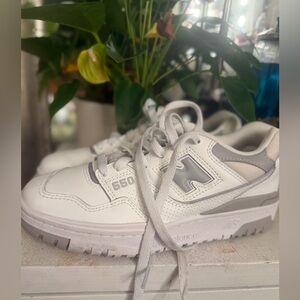 New Balance Kids 550 White and Gray Athletic Sneakers